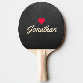 Schwarze Leinwand Vintage Herz Signatur Tischtennis Schläger