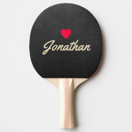 Schwarze Leinwand Vintage Herz Signatur Tischtennis Schläger