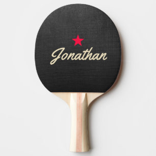 Schwarze Leinwand Vintage Stern Signatur Tischtennis Schläger
