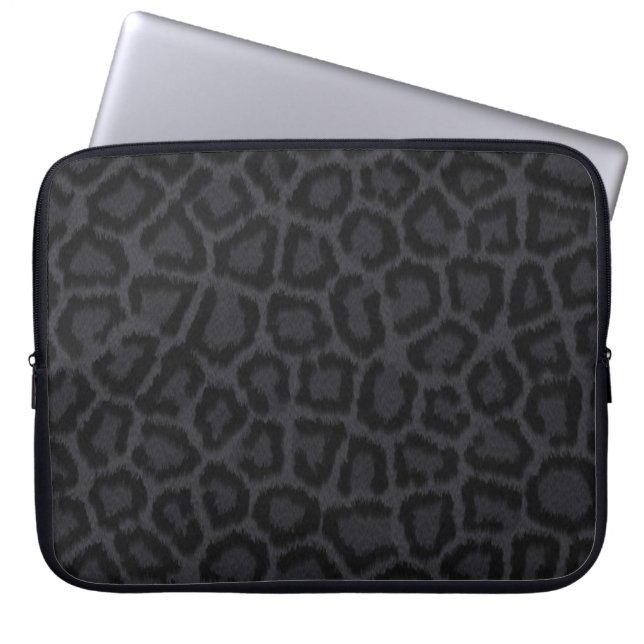 Schwarze Leopard-Laptop-Hülse Laptopschutzhülle (Vorderseite)