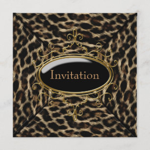 Schwarze Leopard-Party mit goldenem Design Einladung