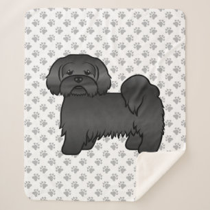 Schwarze Lhasa-Apso-Süße-Cartoon-Hund-Illustration Sherpadecke
