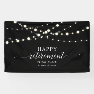 Schwarze Lichterketten Happy-Ruhestandsfeier Banner