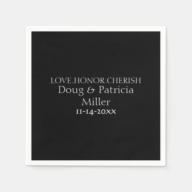 Schwarze Liebe Ehrenzeichen Cherish Serviette (Vorderseite)