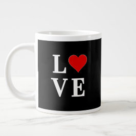 Schwarze LIEBE Herz Moderne Moderne Moderne Jumbo-Tasse