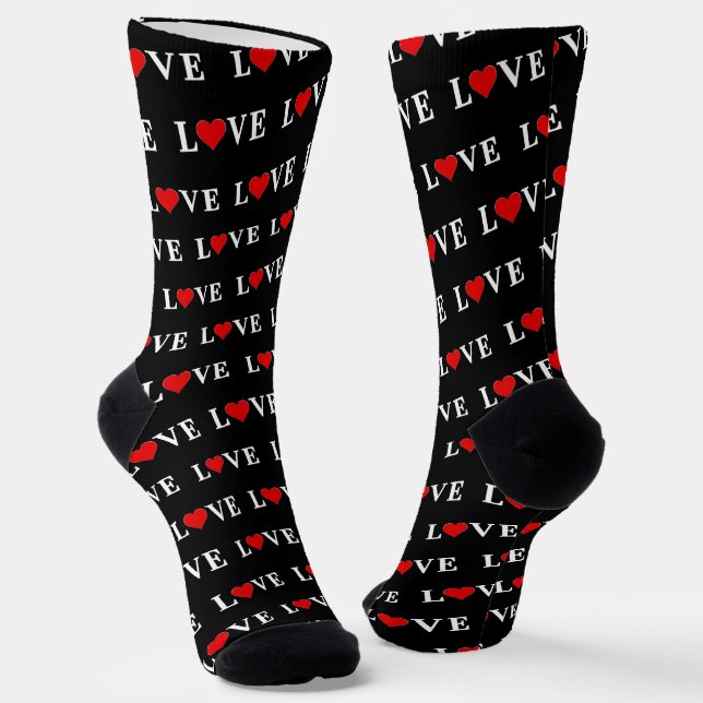 Schwarze LIEBE Herzstück Elegante Trendy Black and Socken (Gewinkelt)