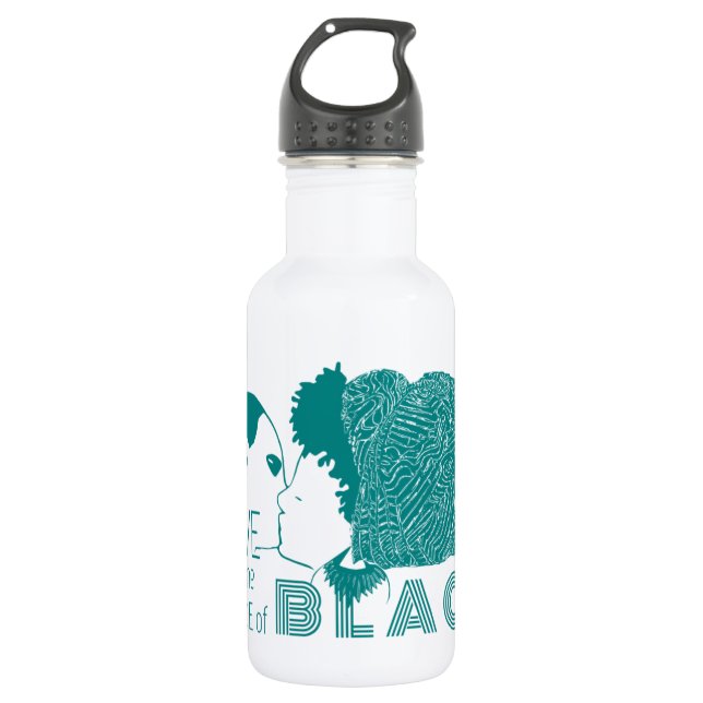 SCHWARZE LIEBE IN AQUA TRINKFLASCHE (Vorderseite)