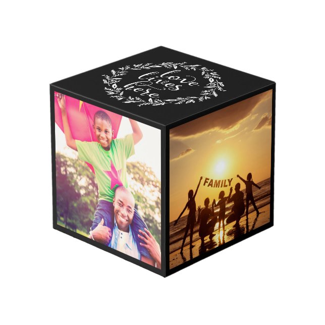 Schwarze Liebe lebt hier Kranz-Foto Würfel (Vorderseite Schrägansicht)