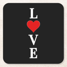 Schwarze LIEBE Moderne Tredny Schwarz/Weiß Rechteckiger Pappuntersetzer