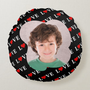 Schwarze LIEBE Trendschwarz und Weiß Rundes Kissen
