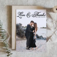 Schwarze Liebe und Dank Hübsches Script Foto Hochz