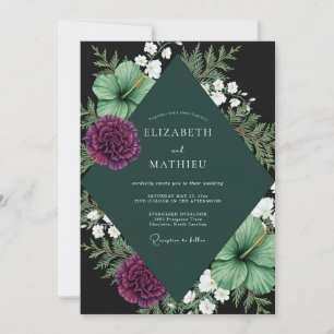 Schwarze lila Dahlie Hochzeit Einladung