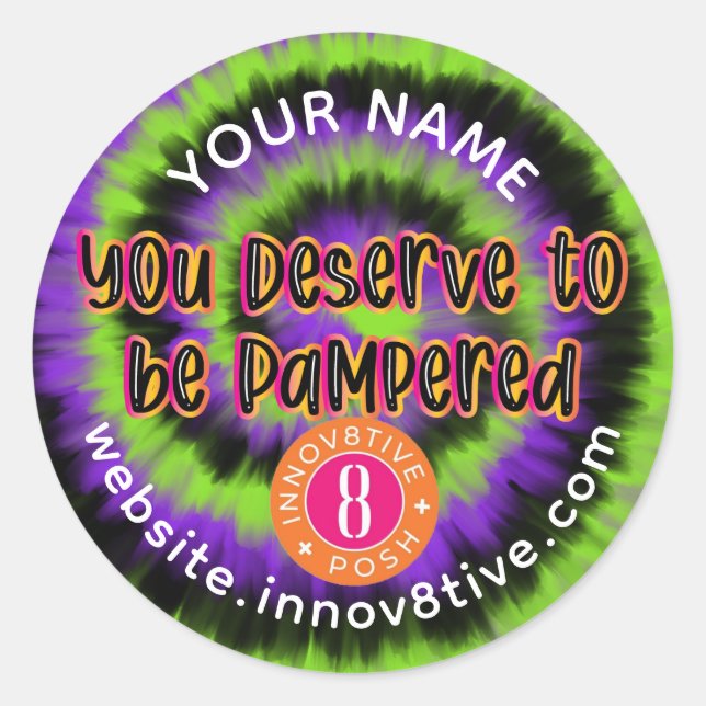 Schwarze Lila Gefärbte Krawatte Innov8tive Posh-La Runder Aufkleber (Vorderseite)