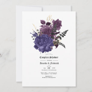 Schwarze Lila Gold Blumen Gothic Paare Badezimmer Einladung