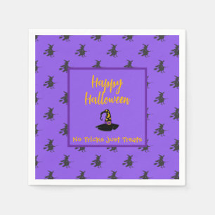 Schwarze lila Halloween-Hexen, Broomstick Serviette