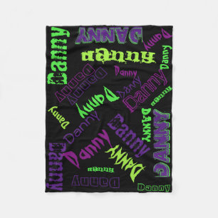 Schwarze Lila Limettengrüne Neon-Decke Namenscolla Fleecedecke