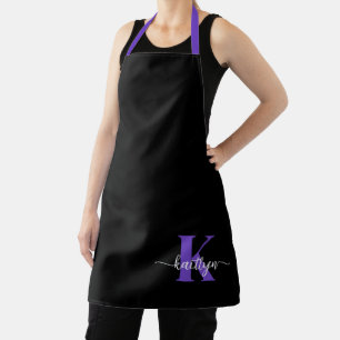Schwarze lila Schrift Monogramm Schürze