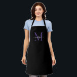 Schwarze Lila Violet Monogram Girly Feminine Scrip Schürze<br><div class="desc">Einfache Lila Violet Monogram Eleganine Feminine Script-Schürze</div>