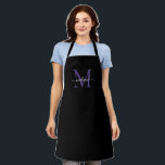 Schwarze Lila Violet Monogram Girly Feminine Scrip Schürze<br><div class="desc">Einfache Lila Violet Monogram Eleganine Feminine Script-Schürze</div>