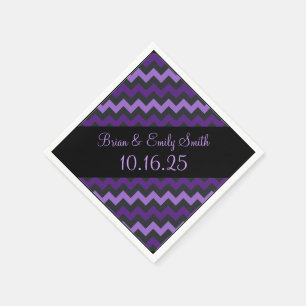 Schwarze lila Zickzack, anpassbare Papierserviette