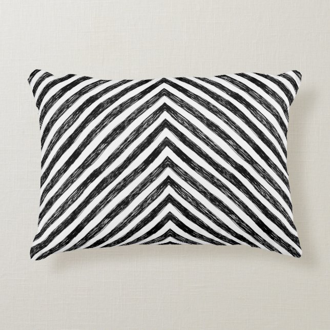 Schwarze, lineare Streifen, nahtloses Muster. Dekokissen (Vorderseite)