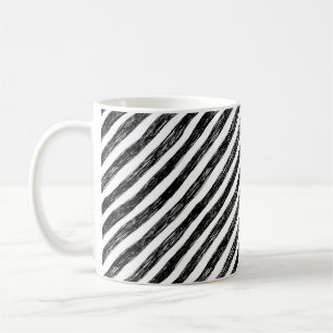 Schwarze, lineare Streifen, nahtloses Muster. Kaffeetasse