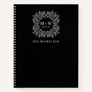 Schwarze Linie Art Floral Monogramm Unsere Schaufe Notizbuch