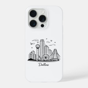 Schwarze Linie Dallas Illustration iPhone 15 Pro Hülle