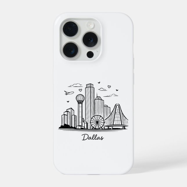 Schwarze Linie Dallas Illustration iPhone Hülle (Rückseite)