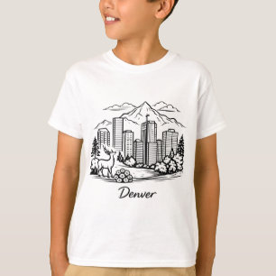 Schwarze Linie Denver Illustration T-Shirt