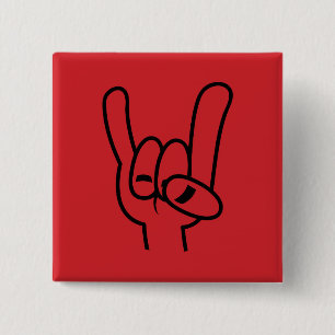 Schwarze Linie für Schwermetall-Teufel-Hörner Button