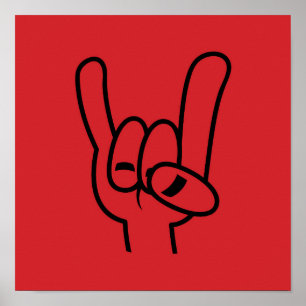 Schwarze Linie für Schwermetall-Teufel-Hörner Poster