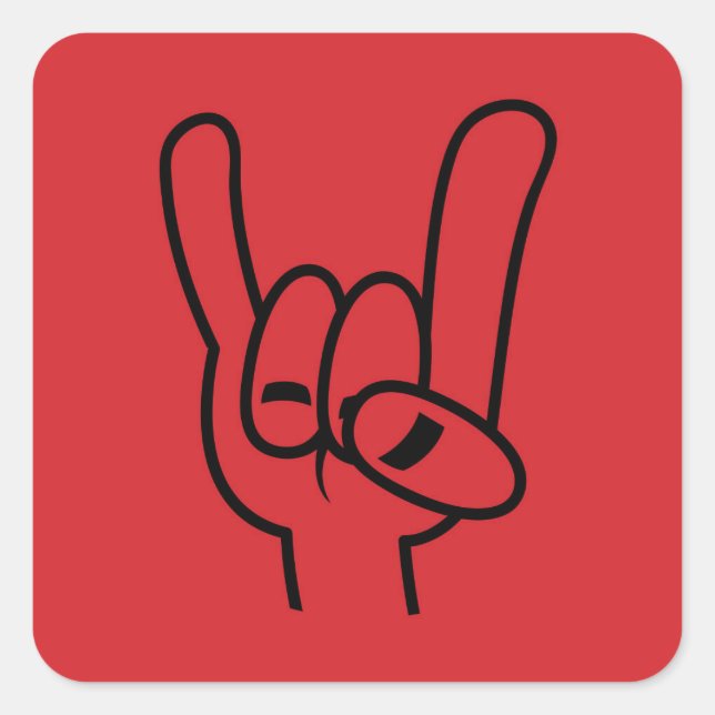 Schwarze Linie für Schwermetall-Teufel-Hörner Quadratischer Aufkleber (Vorderseite)