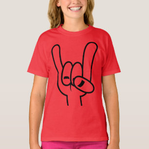 Schwarze Linie für Schwermetall-Teufel-Hörner T-Shirt