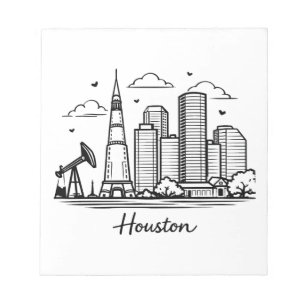 Schwarze Linie Houston Illustration Notizblock