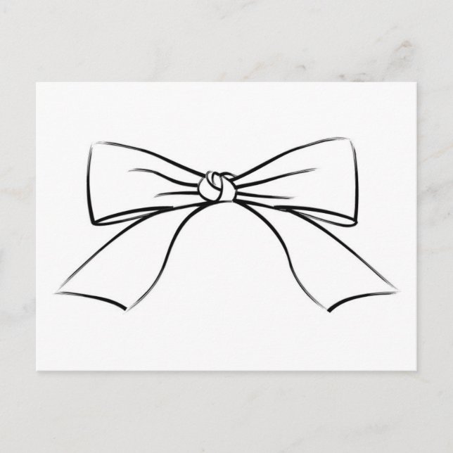 Schwarze Linie Ribbon Bow Postkarte (Vorderseite)