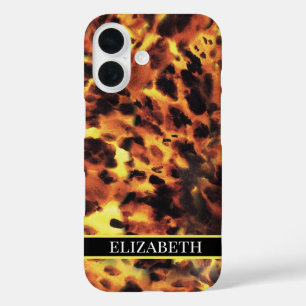 Schwarze Linie Weiß Schriftart Ihr Name Tortoisesh iPhone 16 Hülle