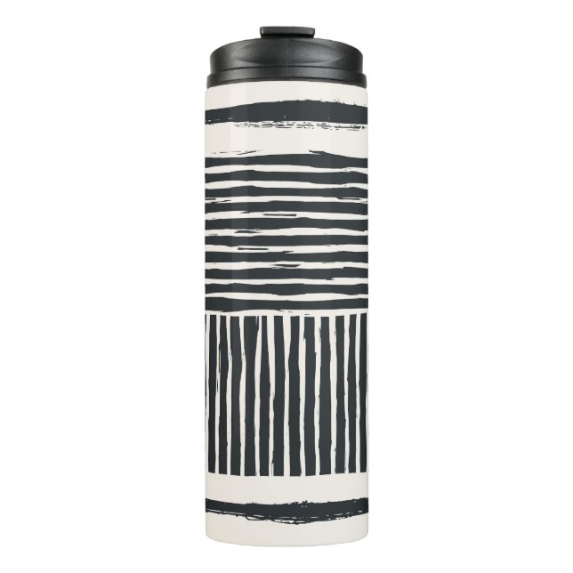 Schwarze Linien Thermosbecher (Vorderseite)