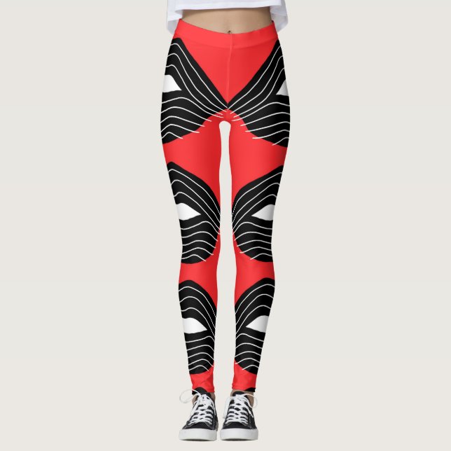 Schwarze Lippen auf roten Leggings (Vorderseite)