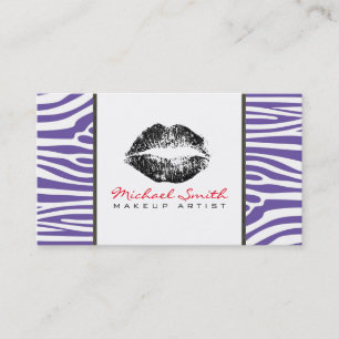 Schwarze Lippen Makeup Künstler Moderne Zebra Skin Visitenkarte