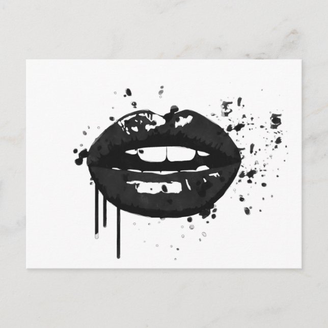 Schwarze Lippen Stilftiger Kuss-Make-up-Künstler Postkarte (Vorderseite)
