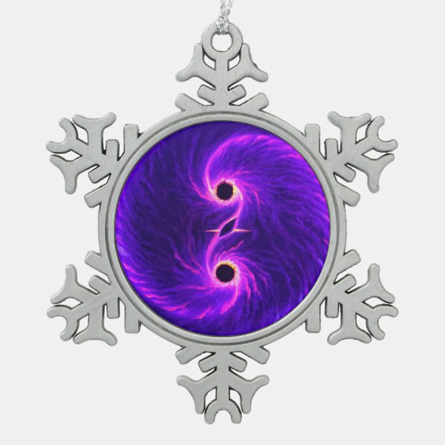 Schwarze Löcher Schneeflocken Zinn-Ornament (Vorderseite)