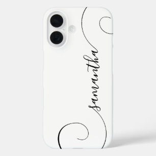 Schwarze lockige Unterschrift iPhone 16 Hülle