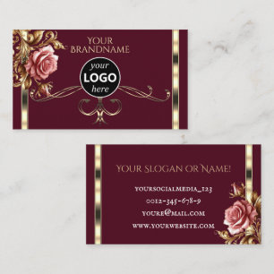 Schwarze Logo-Vorlage für luxuriöse Vintage Rose Visitenkarte