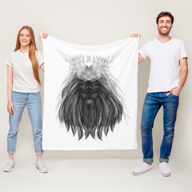 Schwarze Löwe mit Antlerkrone und Monogramm Fleecedecke (Beispiel)
