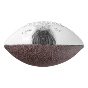 Schwarze Löwe mit Antlerkrone und Monogramm Football