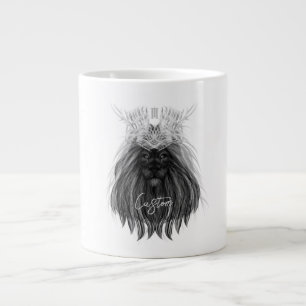 Schwarze Löwe mit Antlerkrone und Monogramm Jumbo-Tasse