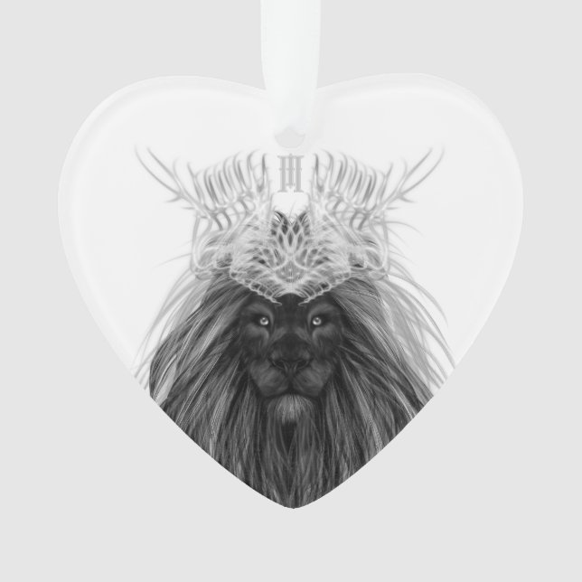 Schwarze Löwe mit Antlerkrone und Monogramm Ornament (Vorderseite)