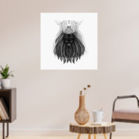 Schwarze Löwe mit Antlerkrone und Monogramm
