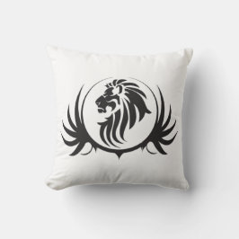 Schwarze Löwen Kopf auf weißem Polster